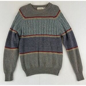 VTG Mcgregor Men's Medium Wool Blend Sweater Dark Earth Tones Crew Neck‎ Cabled